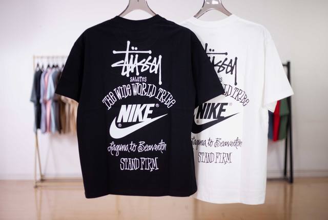 Nike X Stussy联名款 斯图西耐克刺绣小标联名短袖 颜色：白色、黑色 码数s，M，L，Xl，Xxl